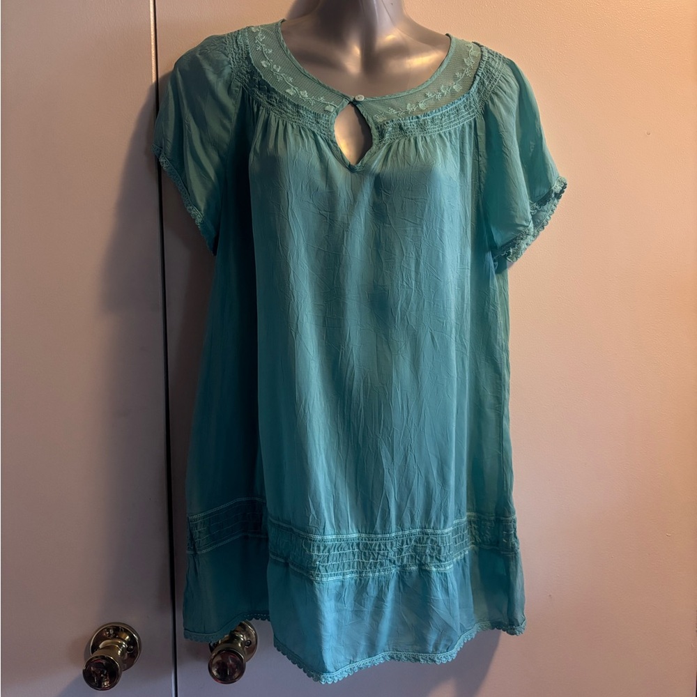 Johnny Was turquoise lace top size medium